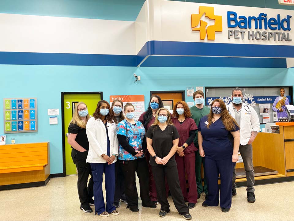 A group of Banfield Associates at the Banfield Pet Hospital